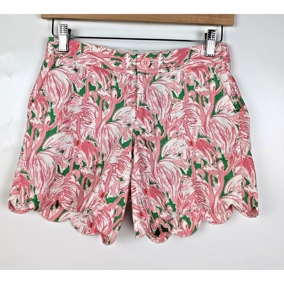 LILLY PULITZER Ladies Buttercup Shorts PINK COLONY Flamingo Size 2 - Picture 1 of 9
